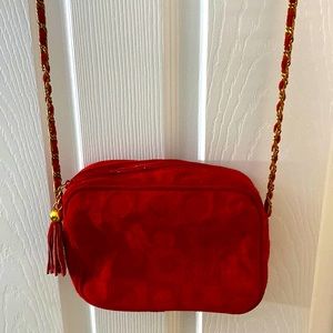 NWOT. RED SUEDE BAG